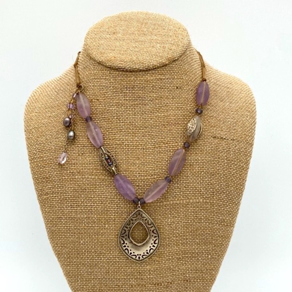 Retired 925 Silpada Amethyst Tear Drop Necklace